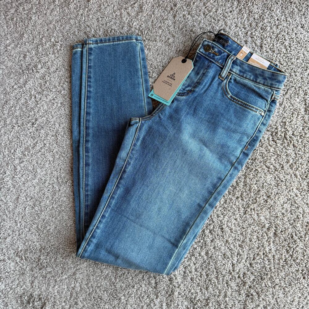 NWT prAna Womens Sienna True Blue Medium Wash Skinny Jeans Size 6/28 Regular
